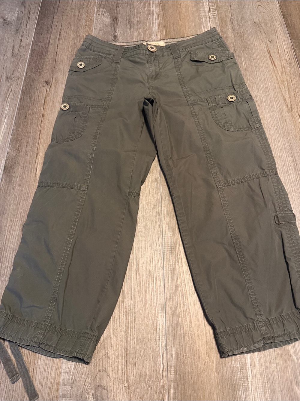 Natural Reflections Olive Green Cargo Capris with Button Details